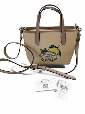 🍋 Coach City Mini Tote Lemon Print Pebble Leather Crossbody NWT CAK22 🍋